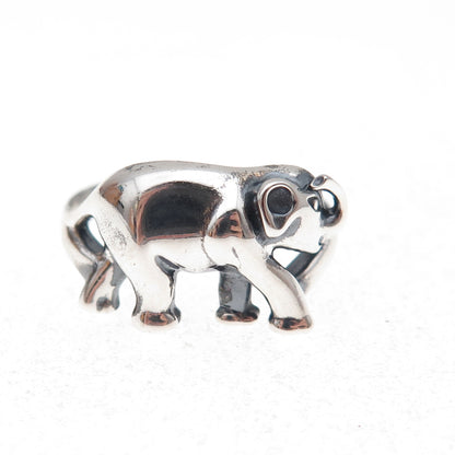 925 Sterling Silver Vintage Elephant Oxidized Ring Size 7.25