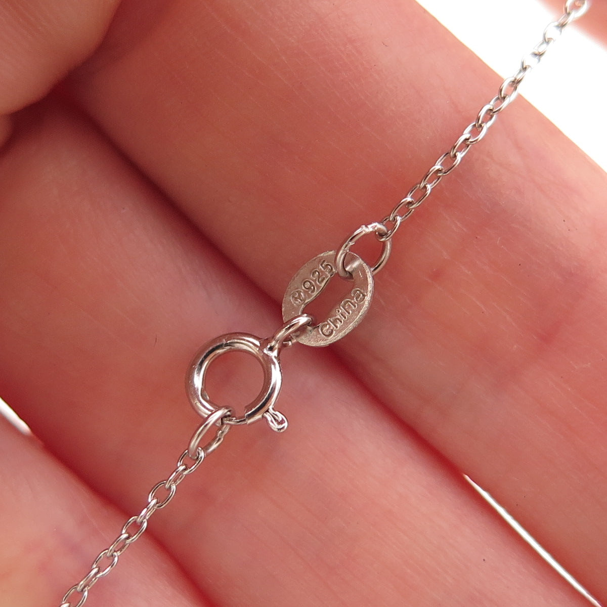 925 Sterling Silver Real Amethyst & White Topaz Cable Chain Necklace 18"