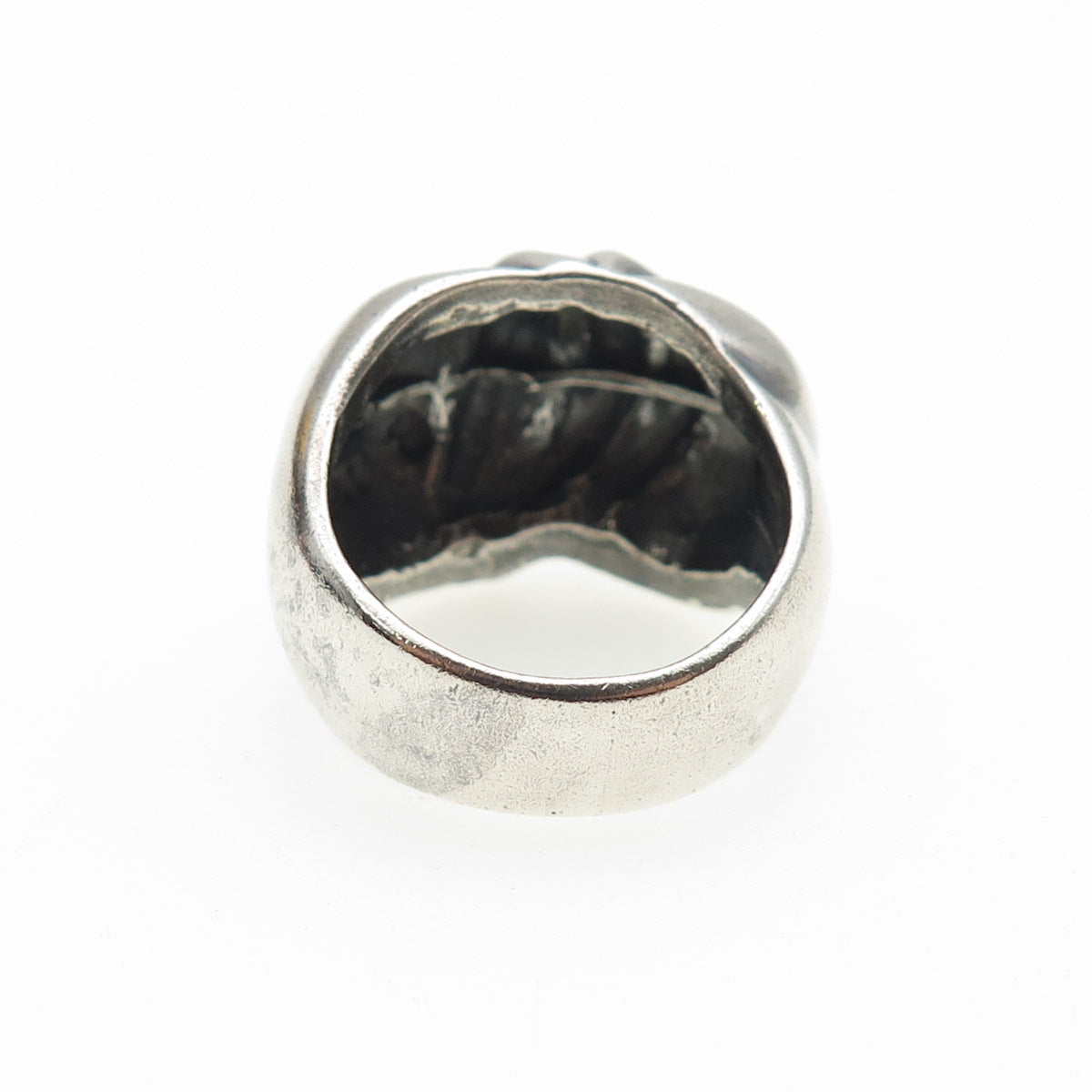 925 Sterling Silver Vintage Mexico Modernist Dome Oxidized Ring Size 7.25