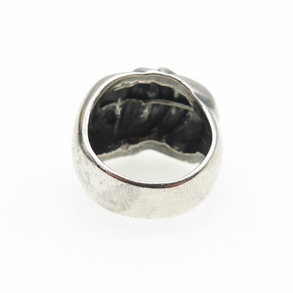 925 Sterling Silver Vintage Mexico Modernist Dome Oxidized Ring Size 7.25