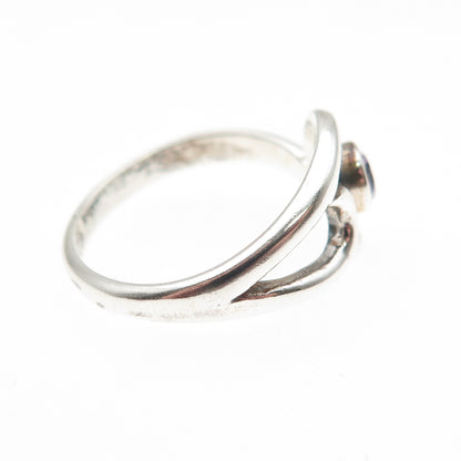 925 Sterling Silver Vintage Real Amethyst Modernist Swirl Ring Size 6.75