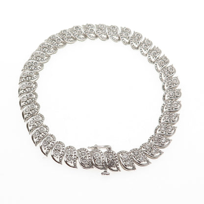 Jane Seymour 925 Sterling Silver Real Round-Cut Diamond Bracelet 7.25"