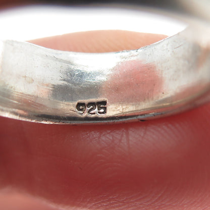 925 Sterling Silver Vintage Zig Zag All Around Oxidized Band Ring Size 6.25