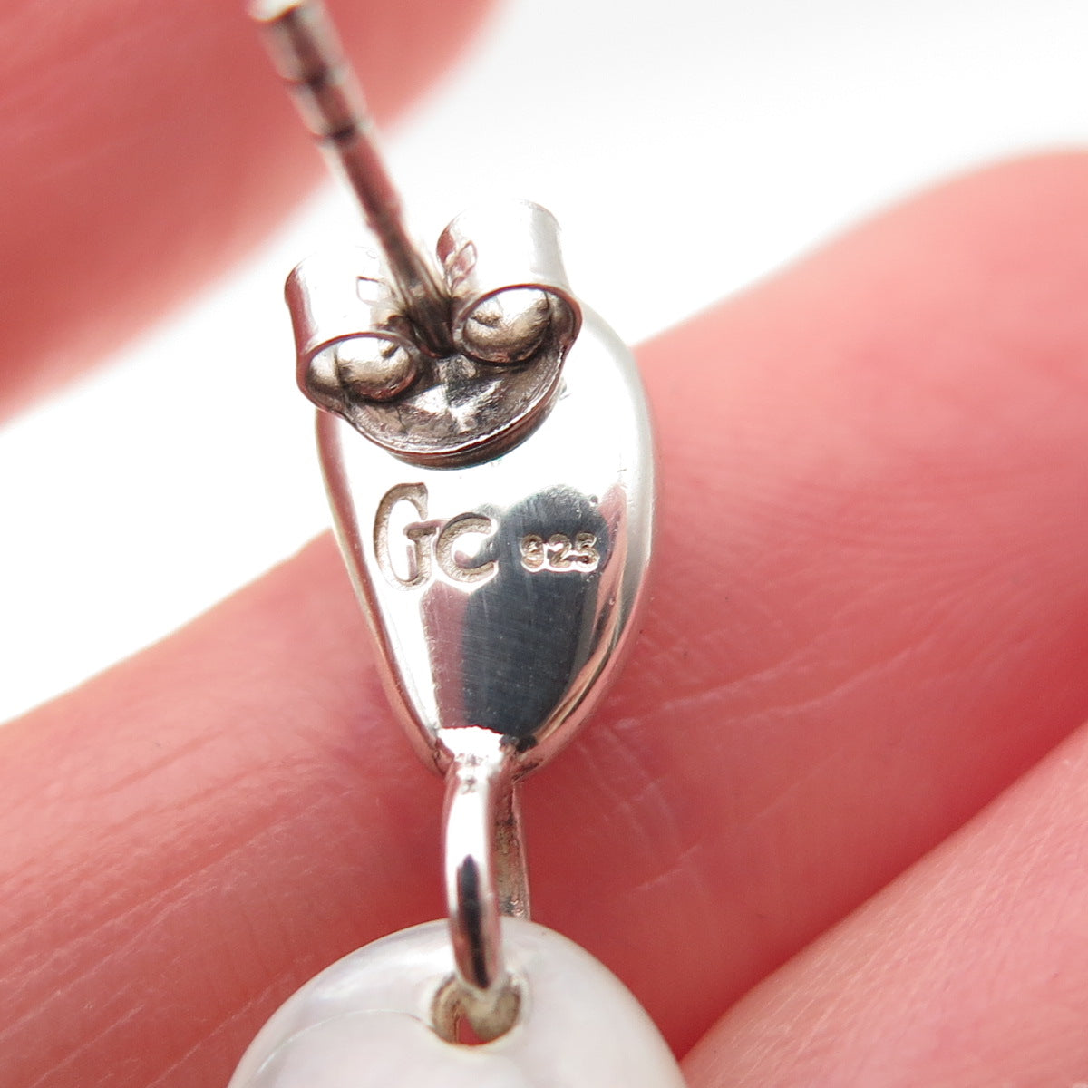 Guess 925 Sterling Silver Vintage Real MOP Dangle Earrings