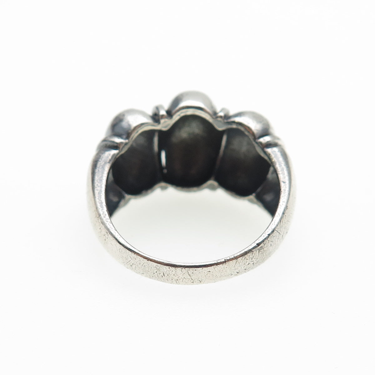 925 Sterling Silver Vintage Modernist Cocoon Oxidized Ring Size 7.5