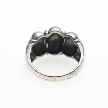 925 Sterling Silver Vintage Modernist Cocoon Oxidized Ring Size 7.5