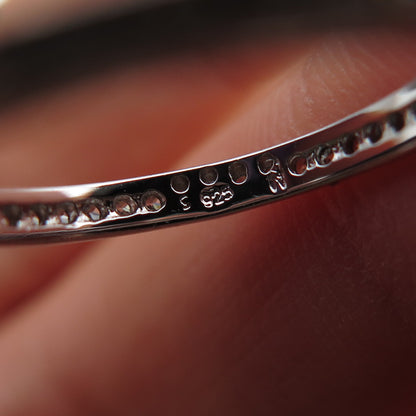 925 Sterling Silver Round-Cut C Z All Around Eternity Stackable Band Ring Size 6