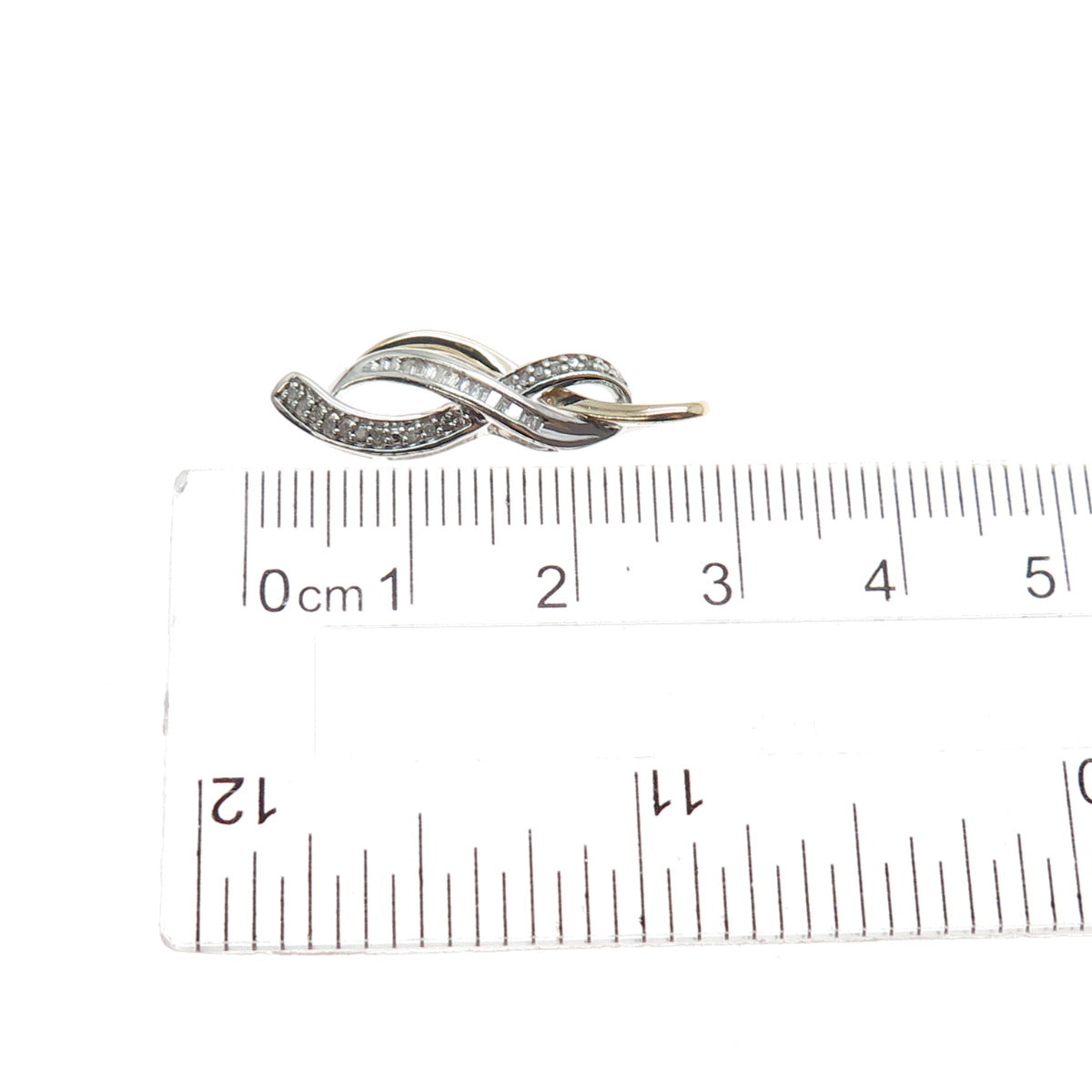 SUN 925 Sterling Silver 14K Gold Real Diamond Infinity Charm Pendant