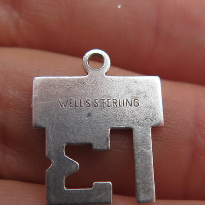 WELLS 925 Sterling Silver Vintage Happy Birthday 13 Charm Pendant