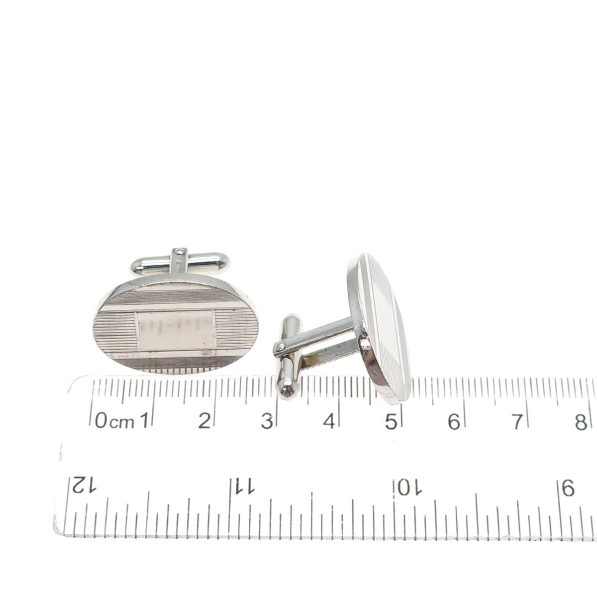LAMODE 925 Sterling Silver Vintage Engravable Classic Oval Cufflinks