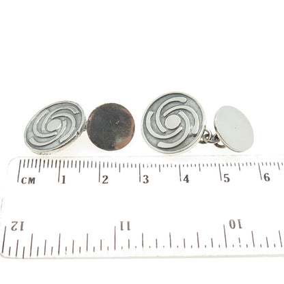 925 Sterling Silver Vintage Taxco Mexico Modernist Floral Cufflinks
