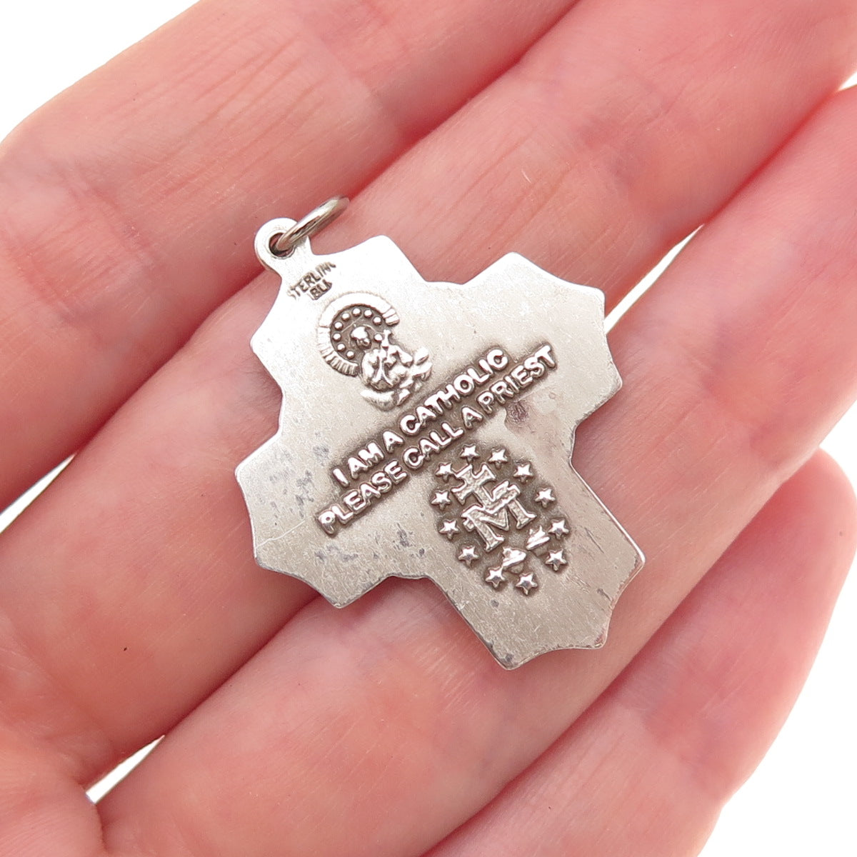 Bliss 925 Sterling Silver Antique Art Deco 4-Way Cross Catholic Charm Pendant