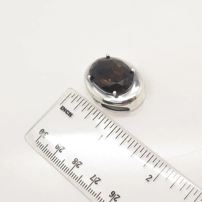 925 Sterling Silver Vintage Real Smoky Quartz Slide Pendant