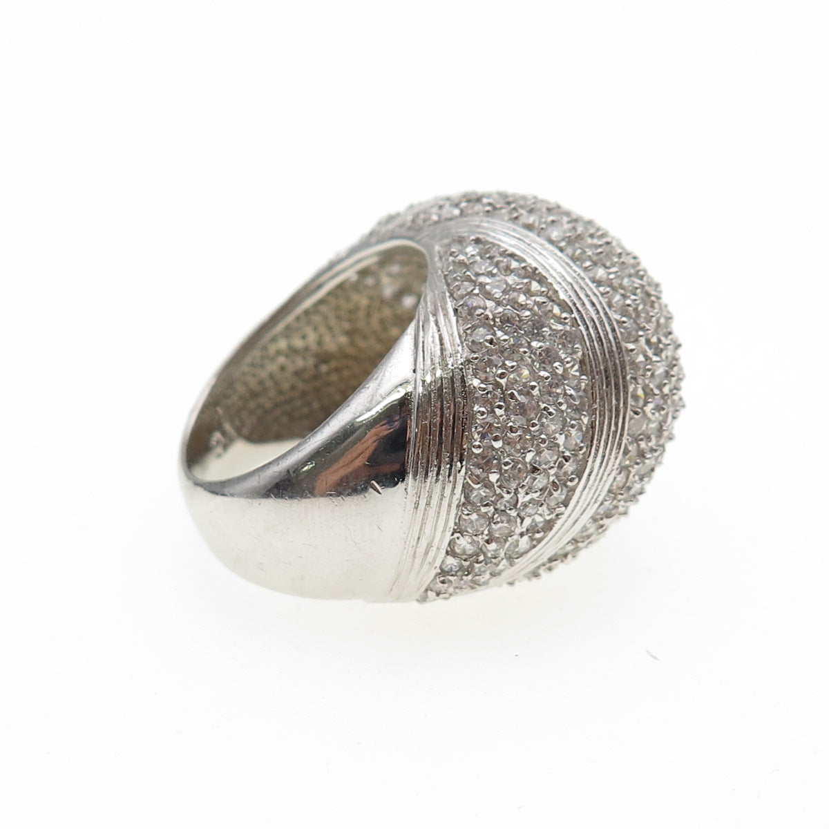 925 Sterling Silver Round-Cut C Z Dome Ring Size 6.25