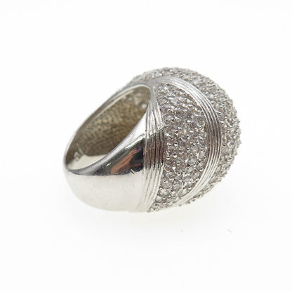 925 Sterling Silver Round-Cut C Z Dome Ring Size 6.25