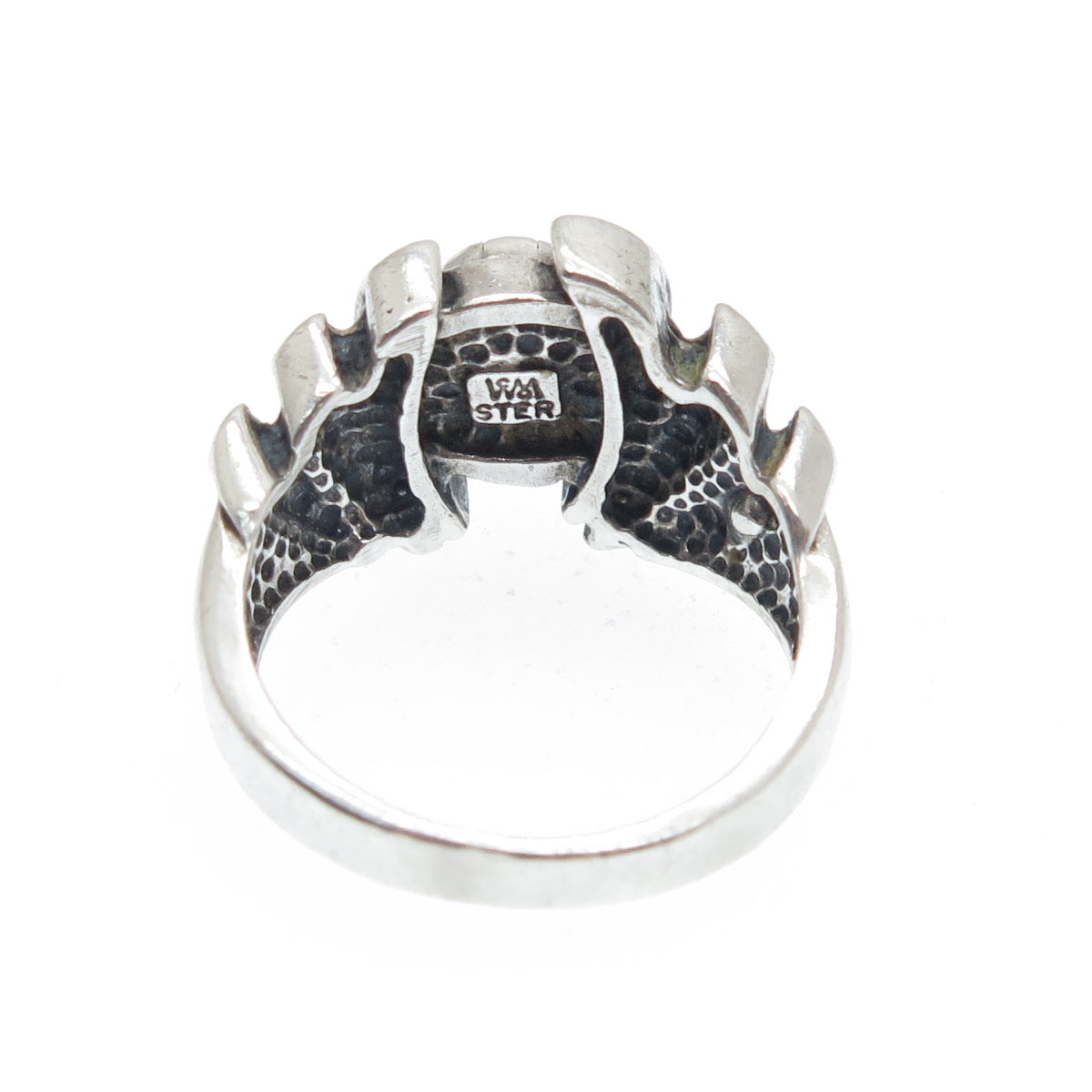 WHEELER MFG CO. 925 Sterling Silver Vintage Real MOP Oxidized Ring Size 5