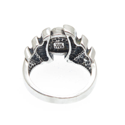 WHEELER MFG CO. 925 Sterling Silver Vintage Real MOP Oxidized Ring Size 5