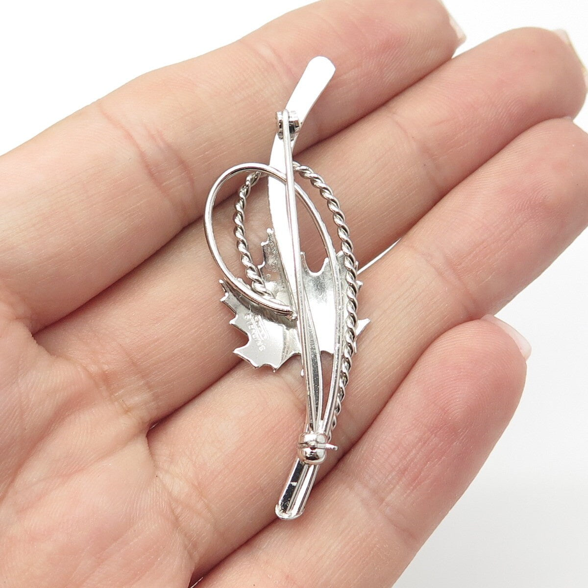 925 Sterling Silver Vintage Maple Leaf Pin Brooch