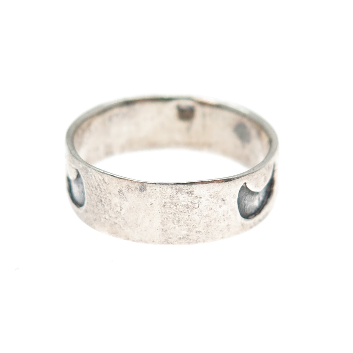 925 Sterling Silver Vintage Crescent Moon Band Ring Size 9.25
