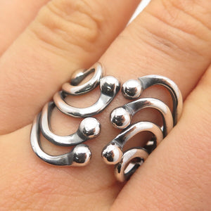 925 Sterling Silver Vintage Bead Wide Ring Size 10
