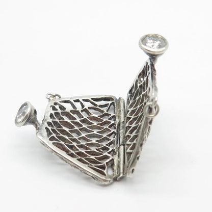925 Sterling Silver Vintage C Z Ladies Pouch Necklace Central Part