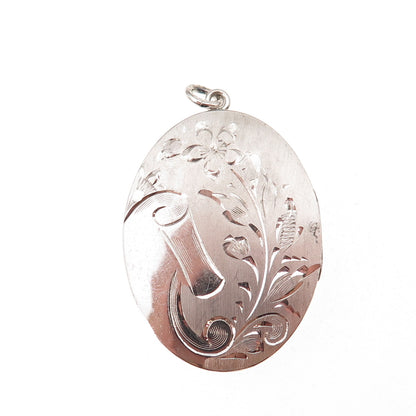 LeStage 925 Sterling Silver Vintage Engraved Floral Locket Pendant