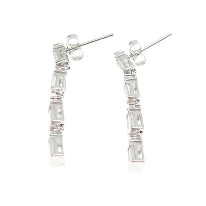 925 Sterling Silver Multi-C Z Dangling Earrings