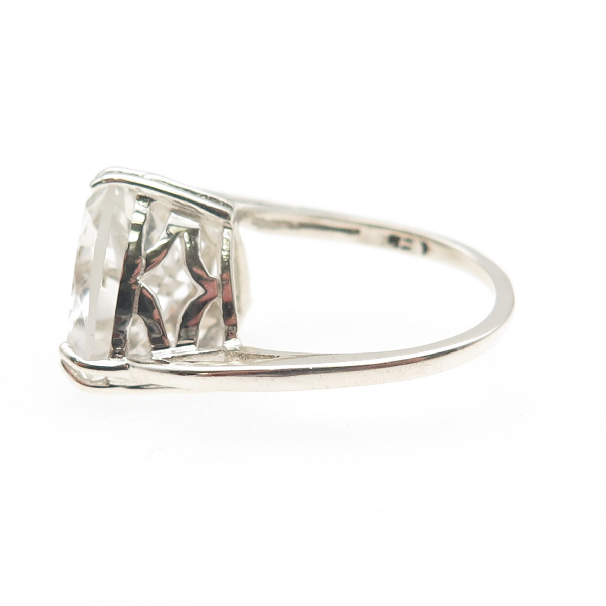 CHATEAU D'ARGENT 925 Sterling Silver Vintage Real White Topaz Ring Size 7.75