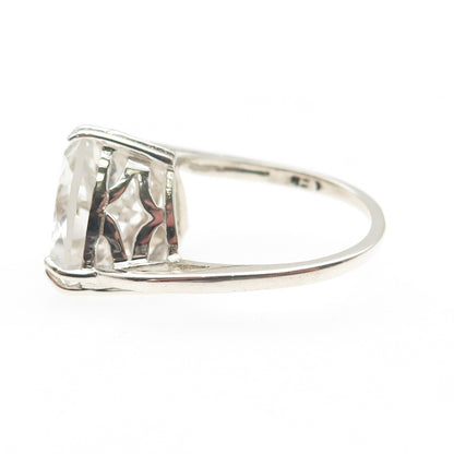 CHATEAU D'ARGENT 925 Sterling Silver Vintage Real White Topaz Ring Size 7.75