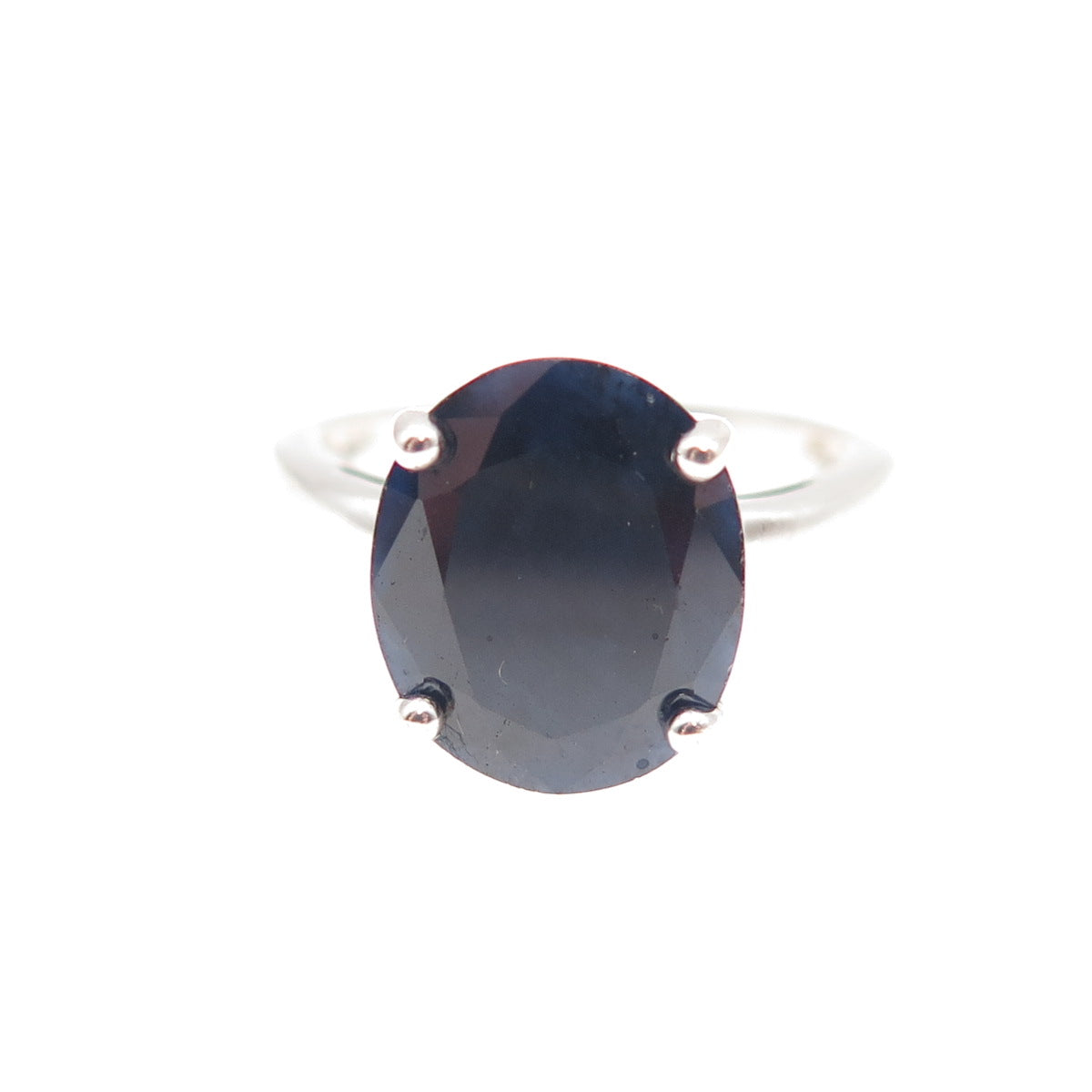 925 Sterling Silver Real Oval-Cut Sapphire Ring Size 7