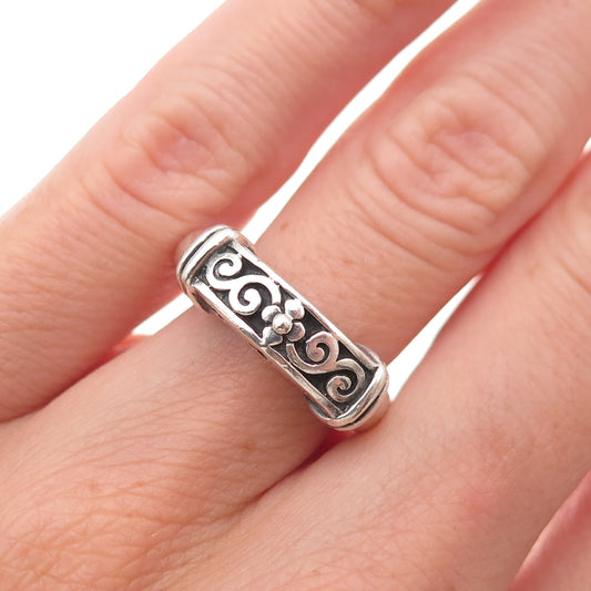 The Morning After Sterling Silver Vintage Floral Scroll Oxidized Ring Size 6.25