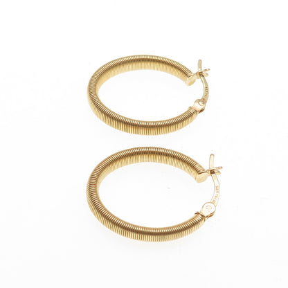 925 Sterling Silver Gold Plated Snake Link Oval Hoop Earrings