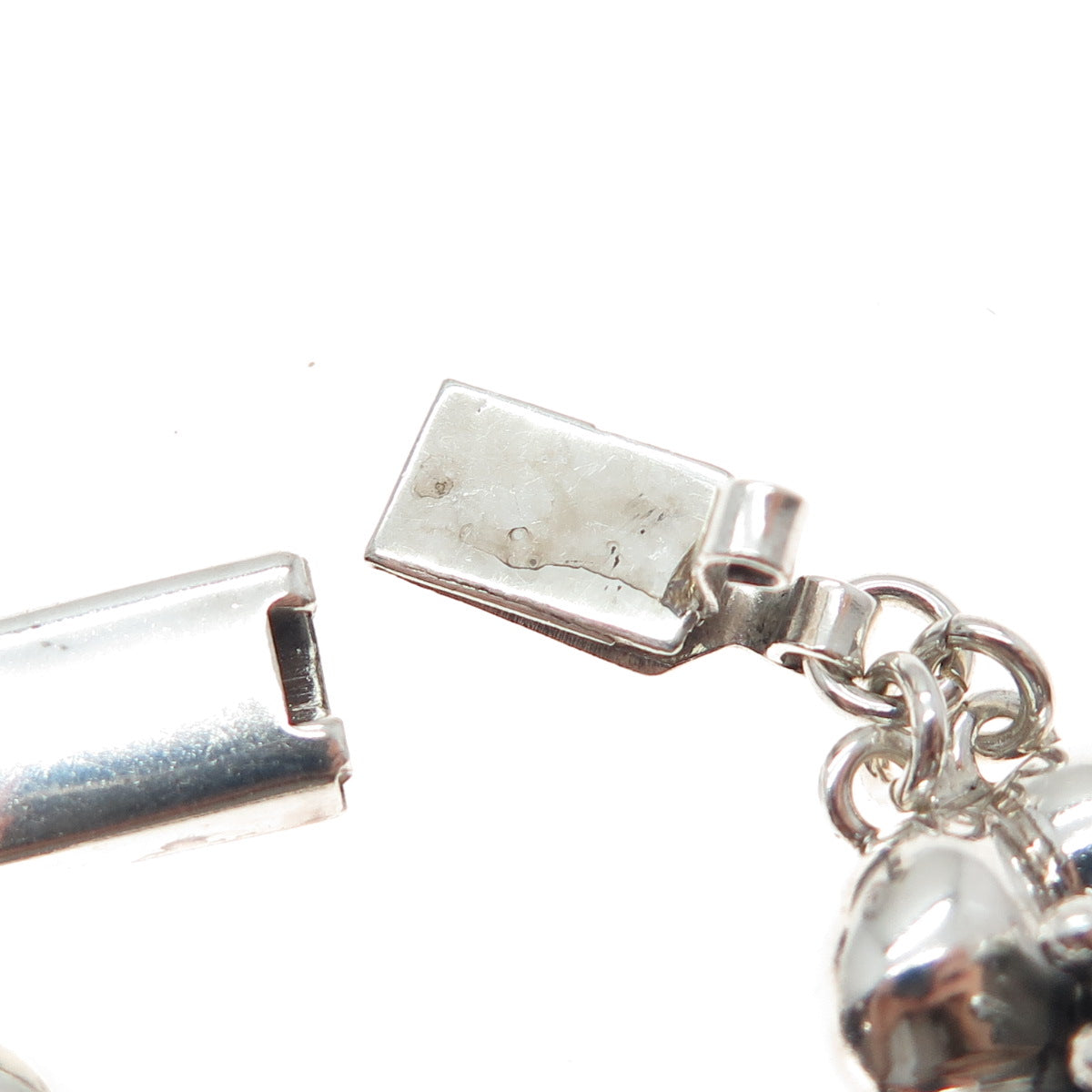 925 Sterling Silver Vintage CII Mexico Flower Blossom Oxidized Bracelet 7.25"