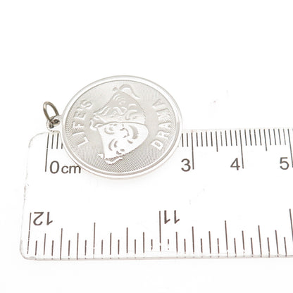 JAY POSON 925 Sterling Silver Vintage Life's Drama Comedy Tragedy Masks Pendant