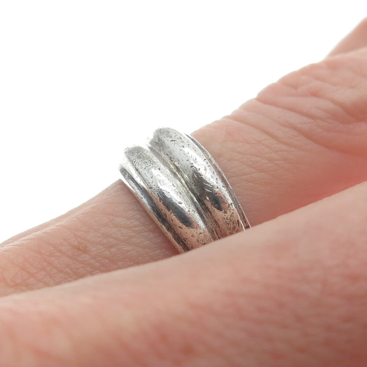 925 Sterling Silver Vintage Modernist Oxidized Ring Size 6.25