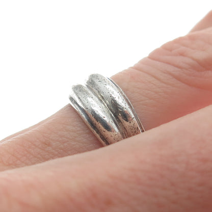 925 Sterling Silver Vintage Modernist Oxidized Ring Size 6.25