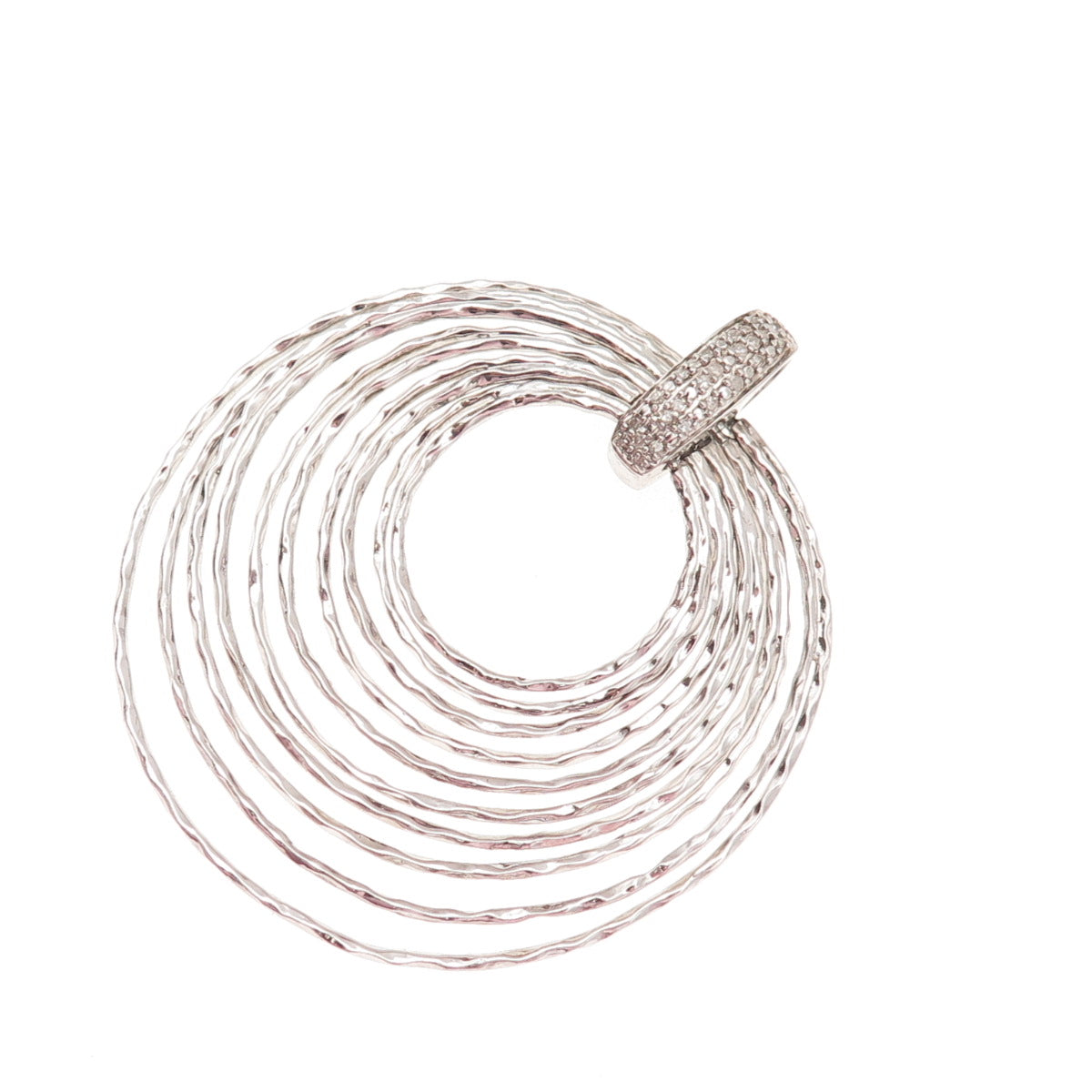 925 Sterling Silver Real Diamond Modernist 10 Interlocked Circle Pendant