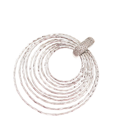 925 Sterling Silver Real Diamond Modernist 10 Interlocked Circle Pendant