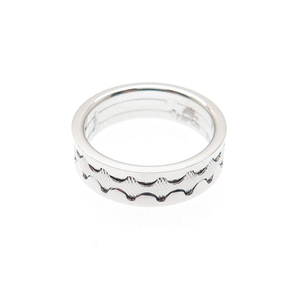 NEOS 925 Sterling Silver Textured Zig-Zag Band Ring Size 8