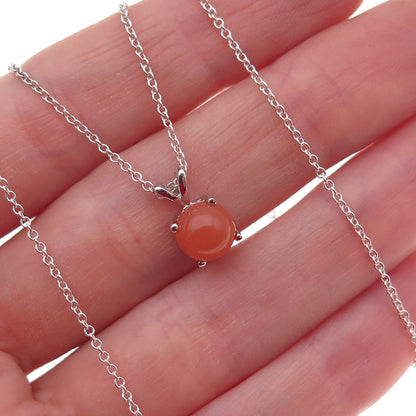 Chuck Clemency 925 Sterling Silver Real Carnelian Cable Chain Necklace 18"