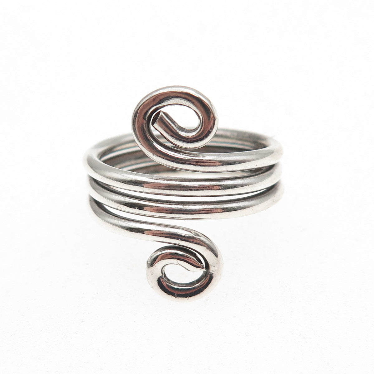 925 Sterling Silver Vintage Modernist Spiral Oxidized Ring Size 8