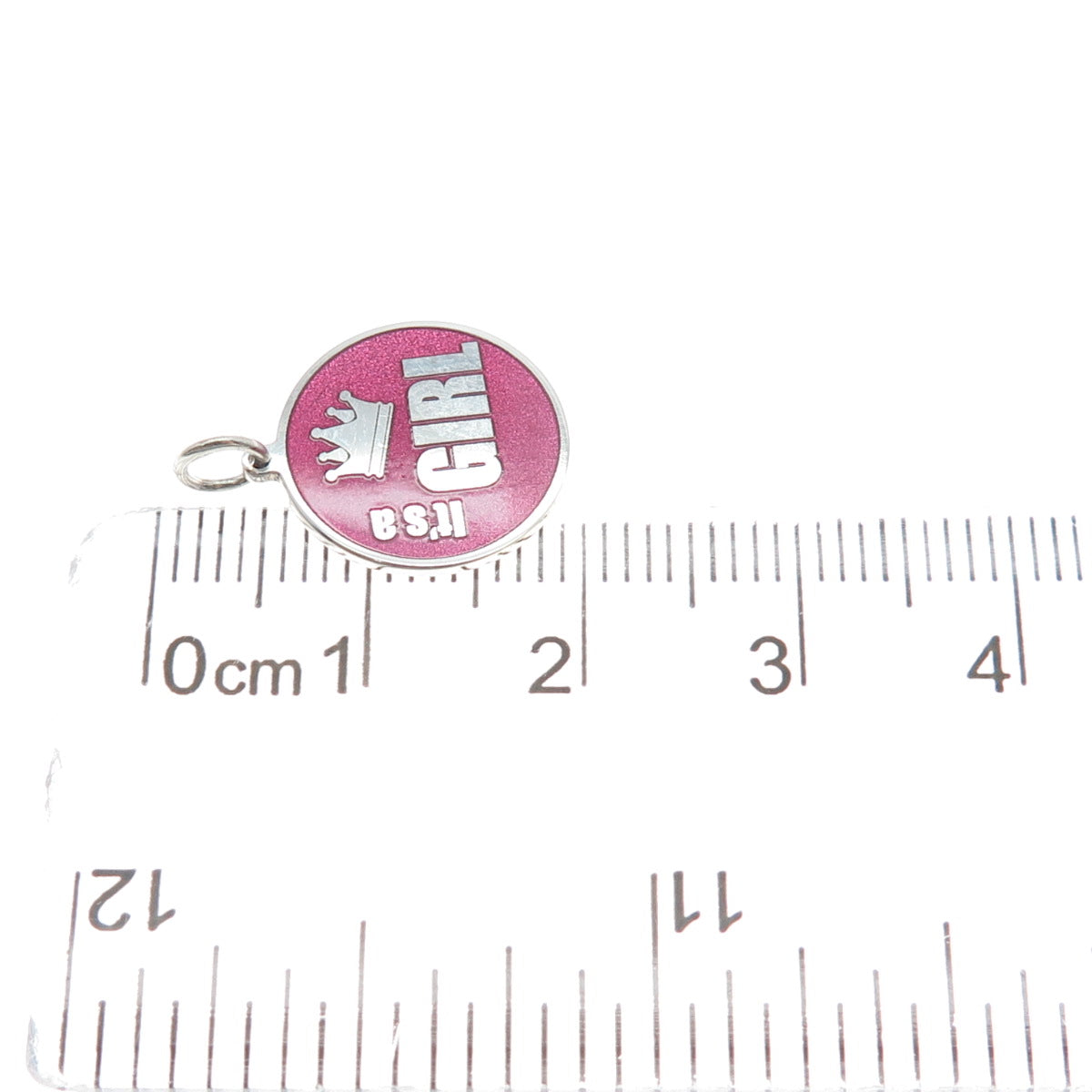 925 Sterling Silver Purple Pink Enamel It's A Girl Crown Minimalist Pendant