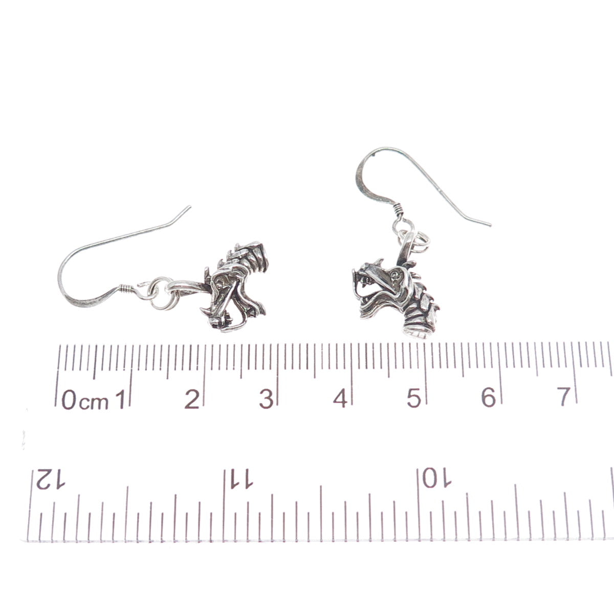 925 Sterling Silver Vintage Dragon Oxidized Dangle Earrings