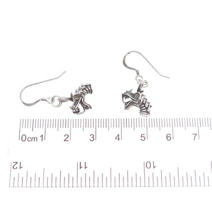 925 Sterling Silver Vintage Dragon Oxidized Dangle Earrings