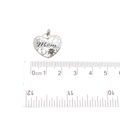 JCM Jacmel Mauritius 925 Sterling Silver Vintage Mom Heart Mini Charm Pendant