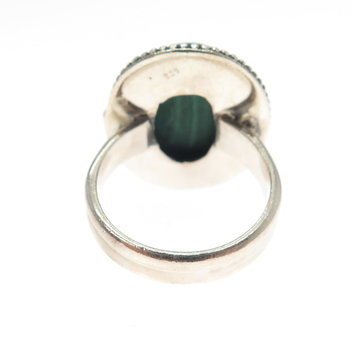 925 Sterling Silver Vintage Southwestern Real Cabochon Malachite Ring Size 6
