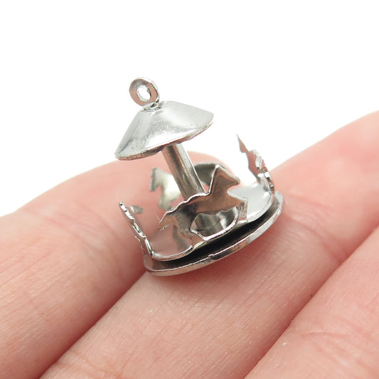 PAYE & BAKER 925 Sterling Silver Antique Art Deco Carousel 3D Pendant