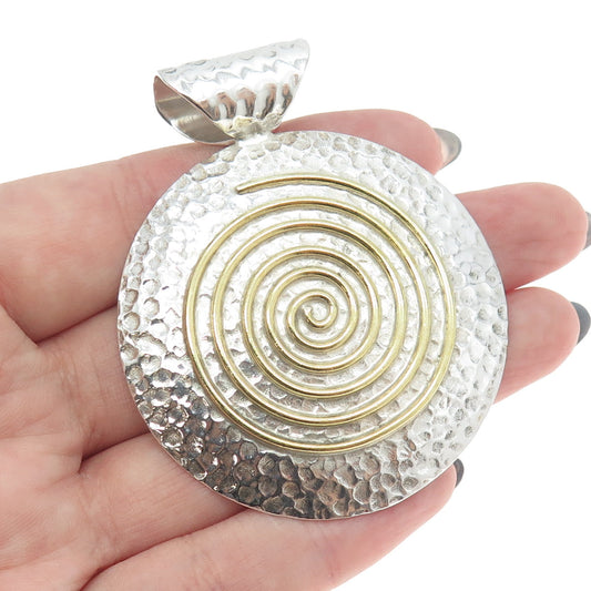 DOMINIQUE DINOUART 925 Sterling Silver 2-Tone Vintage Mexico Spiral Pendant