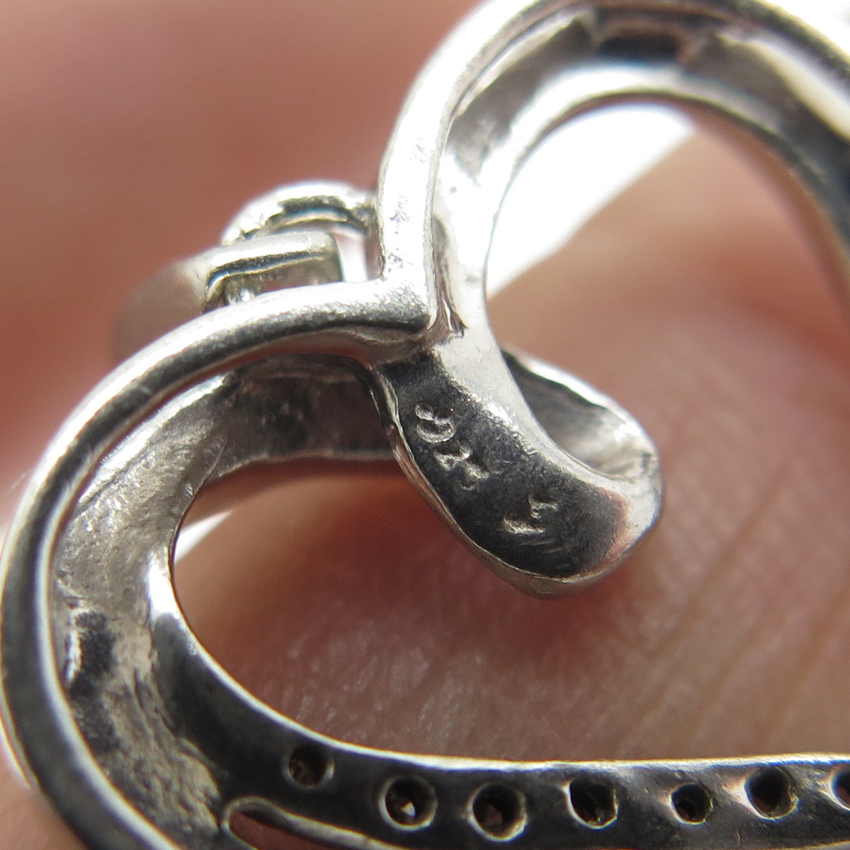 925 Sterling Silver Real Round-Cut Black & White Diamond Heart Charm Pendant