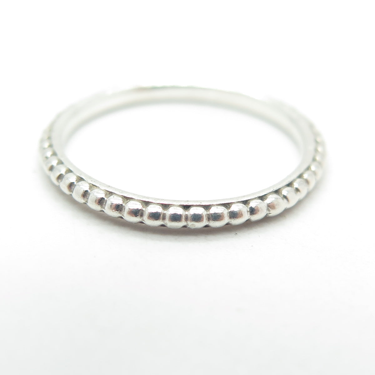 925 Sterling Silver Vintage Beaded Band Ring Size 5.25